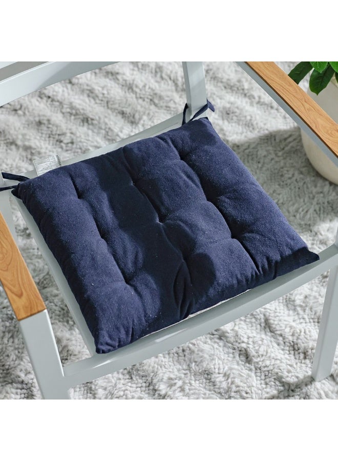 DANUBE HOME SS25-Aura Plaid Woven Chair Pad - 40x40 cm Blue | Stylish Cotton/Polyester Cushion For Indoor Chairs | Comfortable Seat Pad For Home Decor - Image 1