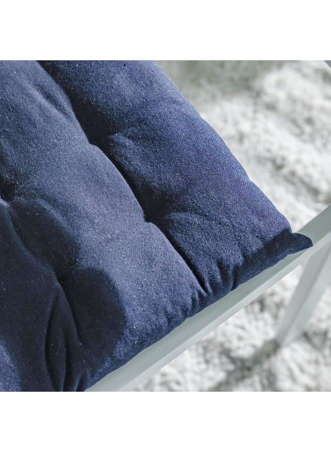 DANUBE HOME SS25-Aura Plaid Woven Chair Pad - 40x40 cm Blue | Stylish Cotton/Polyester Cushion For Indoor Chairs | Comfortable Seat Pad For Home Decor - Image 2
