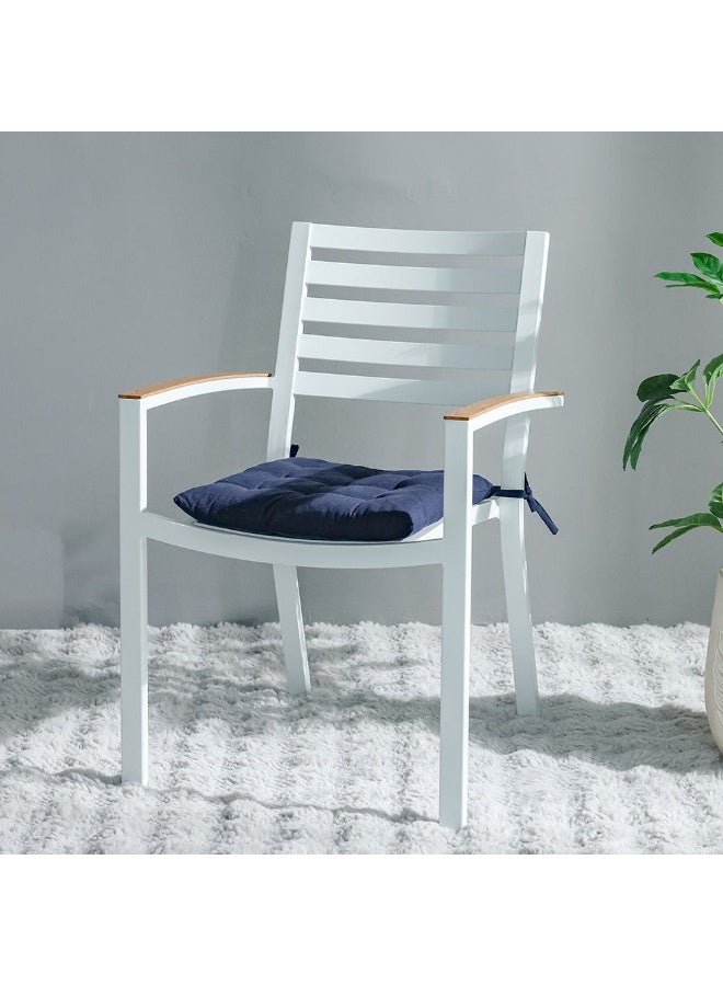 DANUBE HOME SS25-Aura Plaid Woven Chair Pad - 40x40 cm Blue | Stylish Cotton/Polyester Cushion For Indoor Chairs | Comfortable Seat Pad For Home Decor - Image 5
