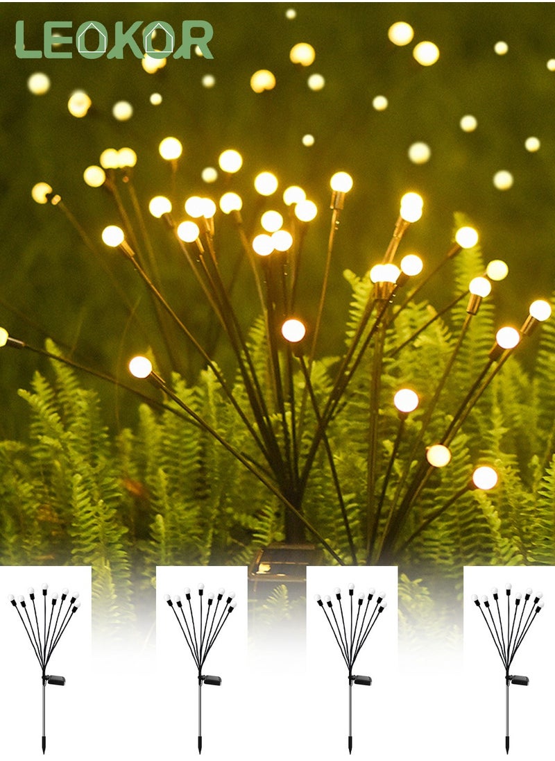 LEOKOR 4 Pcs Solar Lights Outdoor Waterproof Solar Garden Lights Decorative Outdoor Lights Yard Lights Dancing Fireflies Lights Warm White  - Image 1