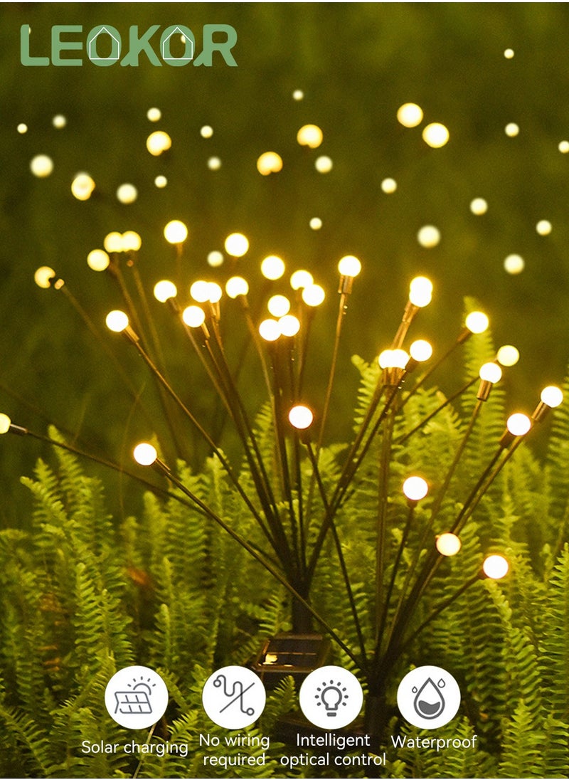 LEOKOR 4 Pcs Solar Lights Outdoor Waterproof Solar Garden Lights Decorative Outdoor Lights Yard Lights Dancing Fireflies Lights Warm White  - Image 2