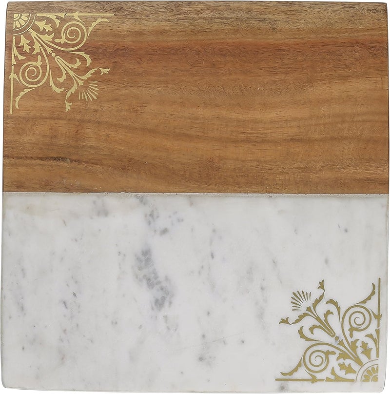 Thirstystone Thirstystone White Marble and Wood Cheese Board One Size 