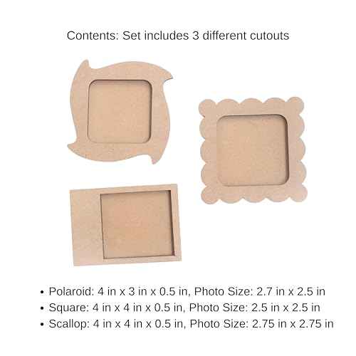 IVEI DIY MDF Wood Sheet Craft Magnet - Plain MDF Fridge Magnet Blanks Cutouts Set for Painting Wooden Sheet Craft, Decoupage, Resin Art Work & Decoration (Photo Frames x 3) - Image 2