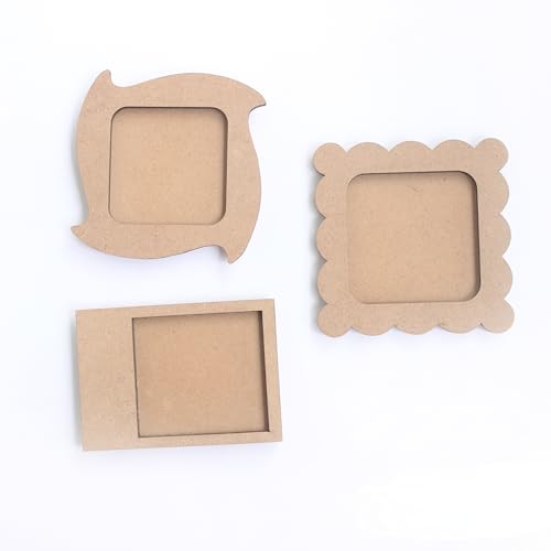 IVEI DIY MDF Wood Sheet Craft Magnet - Plain MDF Fridge Magnet Blanks Cutouts Set for Painting Wooden Sheet Craft, Decoupage, Resin Art Work & Decoration (Photo Frames x 3) - Image 1