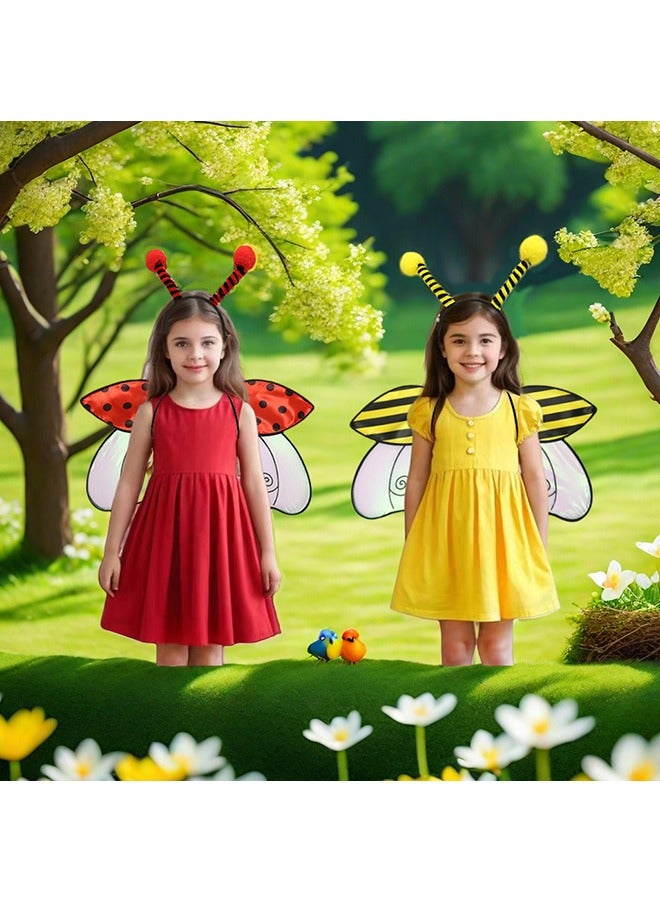 Girls 3 Piece Bee Costume with Wings, Headband, Socks Cosplay Costume - Image 2