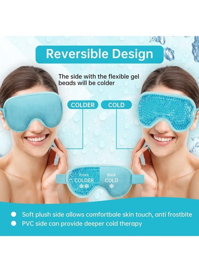 MJZ Gel Eye Mask Cold Pack Ice Eye Mask Puffy Eyes Dark Circles - Cooling Eye Mask Headaches - Eye Therapy Heat Mask Gel Beads - Cold and Hot Gel Sleep Eye Mask Stress Pain Relief Hot Eye Mask Puffiness - Image 4