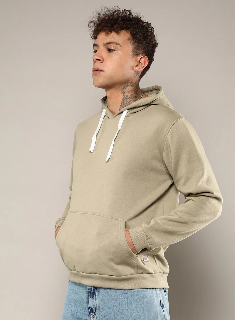 CAHOOT  Men's Olive Green Pullover Hoodie With Contrast Drawstring for Men | Best Price UAE