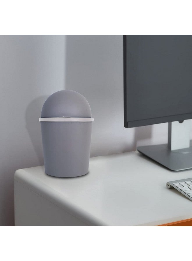 Kuber Industries Table Dustbin|Plastic Swinging Lid Waste Storage Garbage Bin|Desktop Trash Can For Study Table, Office(Gray) - Image 5