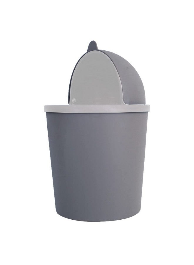 Kuber Industries Table Dustbin|Plastic Swinging Lid Waste Storage Garbage Bin|Desktop Trash Can For Study Table, Office(Gray) - Image 4
