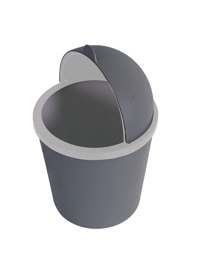 Kuber Industries Table Dustbin|Plastic Swinging Lid Waste Storage Garbage Bin|Desktop Trash Can For Study Table, Office(Gray) - Image 1