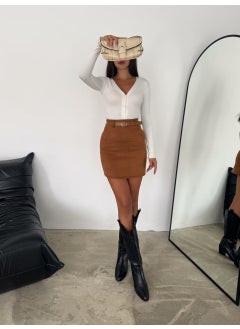 Win Moda Suede Skirt Short Belted / Belt Suede Skirt Model  - Image 2