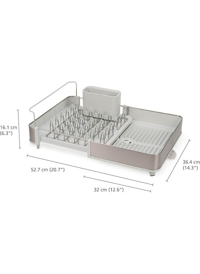 Joseph Joseph Joseph Joseph Extend Steel Expandable Dish Rack with Removable Cutlery Holder, Swivel Drip Spout, Dish Rack, Stainless Steel/Stone  - Image 5