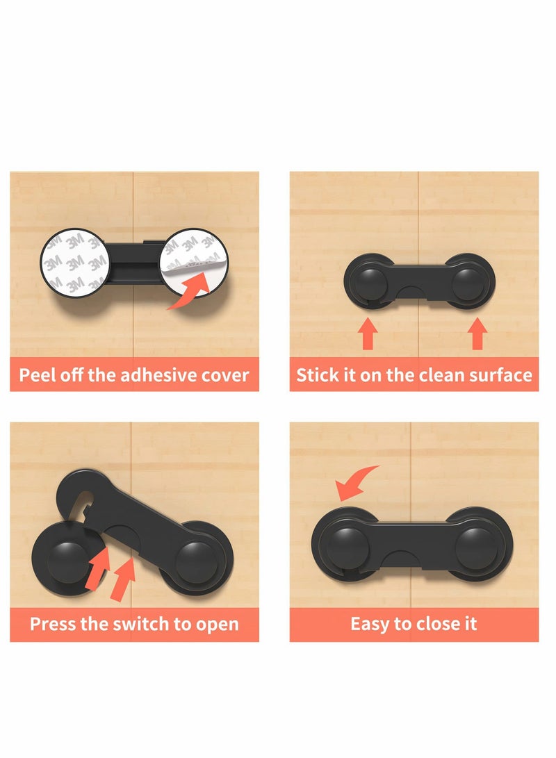 Excefore Child Safety Locks, Baby Safety Latches with Strong Adhesive for Cabinet Drawer Doors, No Drilling for Locks - 10 Pack 3M Adhesive - Image 4