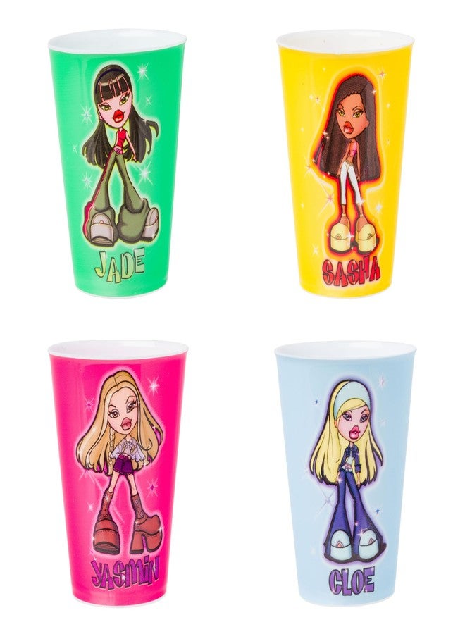 Silver Buffalo Bratz Sparkle Featuring Jade, Sasha, Yasmin, and Cloe 4 Pack Plastic Mini Cup Set, 1.5 Ounces - Image 1