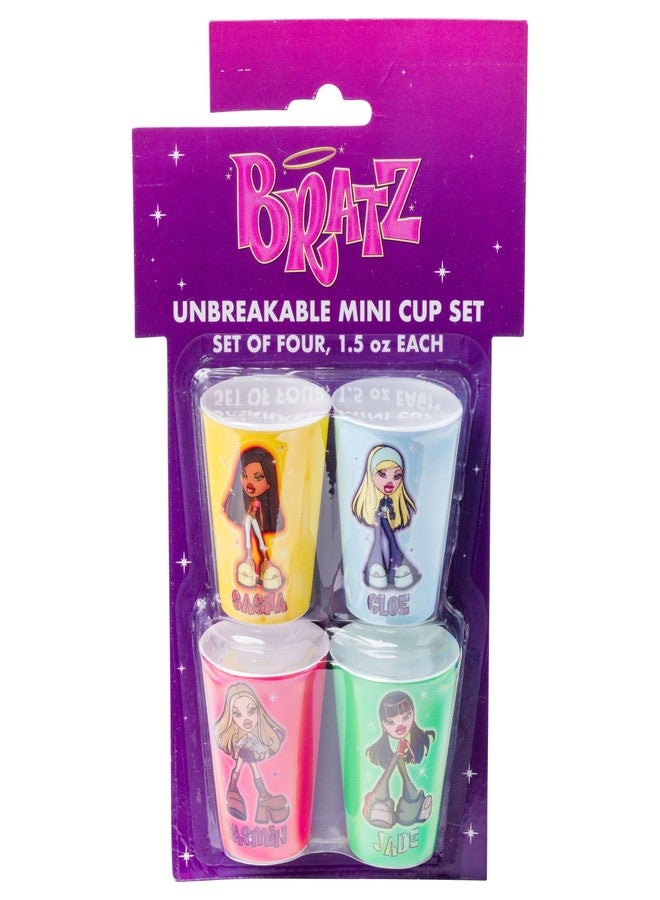 Silver Buffalo Bratz Sparkle Featuring Jade, Sasha, Yasmin, and Cloe 4 Pack Plastic Mini Cup Set, 1.5 Ounces - Image 5
