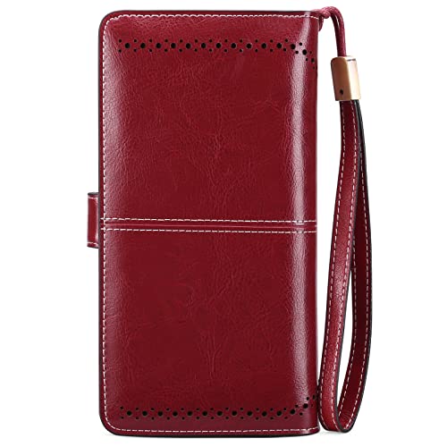 SENDEFN Wallets for Women Leather Credit Card Holder with RFID Blocking Large Capacity Wristlet - Image 5