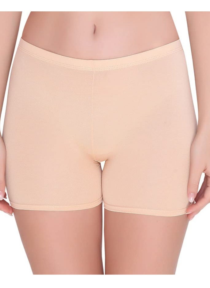 Women's Cotton Lycra Boyshort Panty (Pack of 2), Beige/White