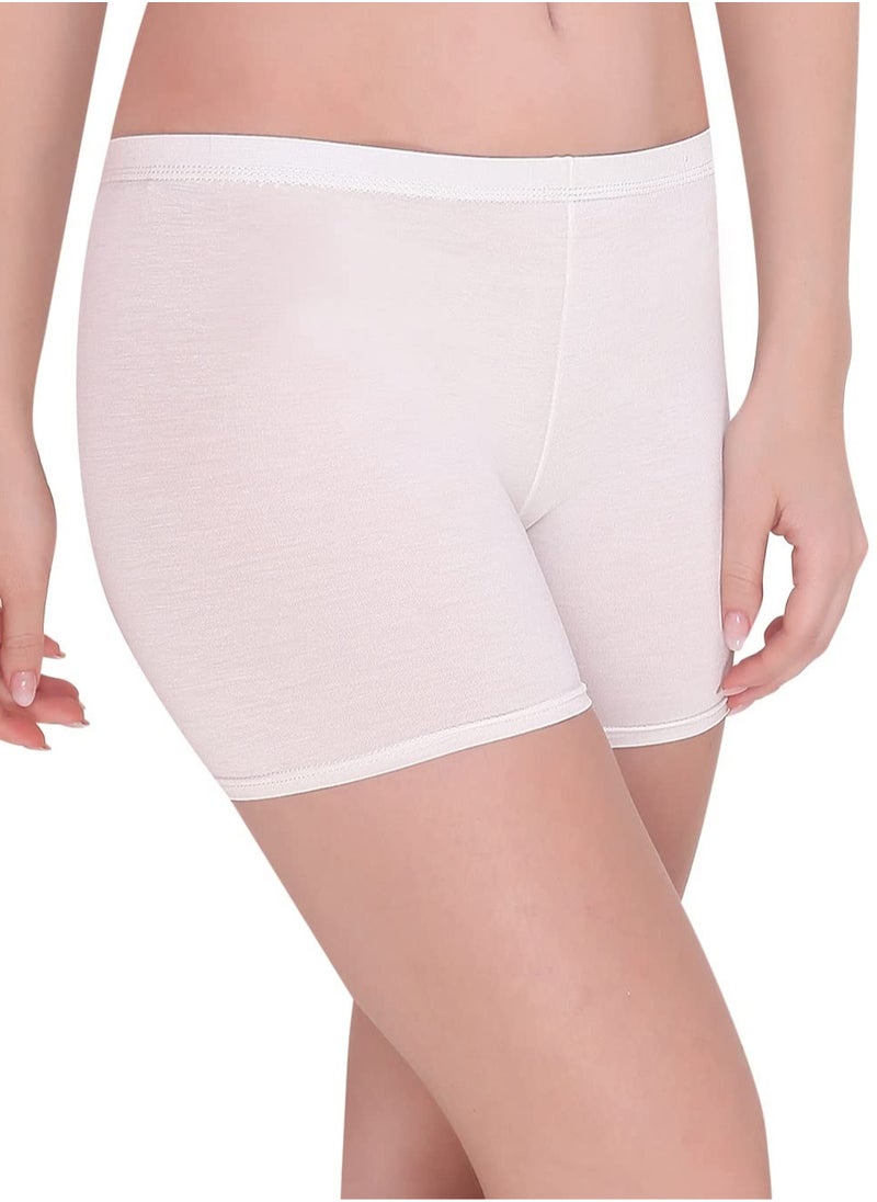 Women's Cotton Lycra Boyshort Panty (Pack of 2), Beige/White