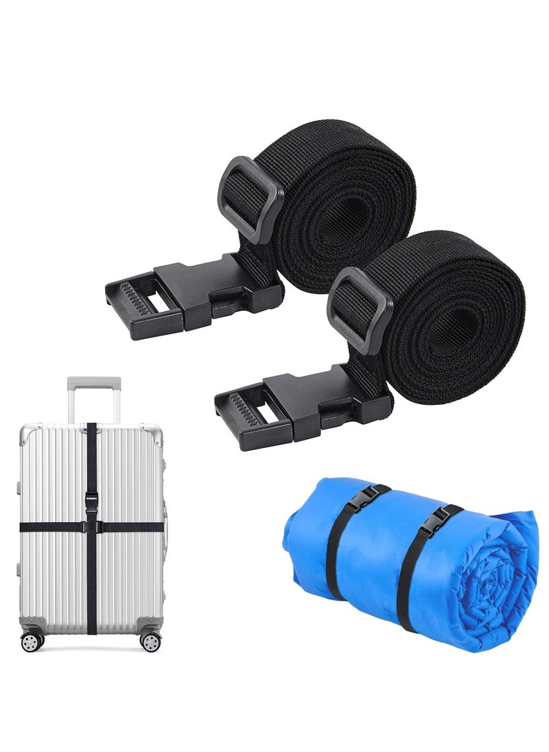 SYOSI Luggage Strap, Cargo Strap, Webbing Strap Heavy Duty Utility Strap for Outdoor Sports, Backpacking, Sleeping Bag Compression, Luggage, Bundling, Adjustable Suitcase Belt - 78 inches, Black 2 Pack  - Image 1