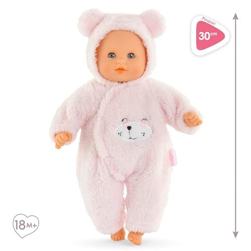 Corolle My First Baby Doll Cuddly Teddy Bear 12 Soft Boy Baby Doll with Vanilla Scent Pink Bear Outfit Sleeping Eyes for Girls Cute Reborn Realistic Baby Dolls for 2 Year Old Girls - Image 5
