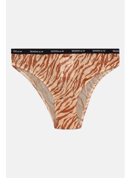 PUBLIC DESIRE Women Animal Print Mesh Panty, Brown  - Image 1