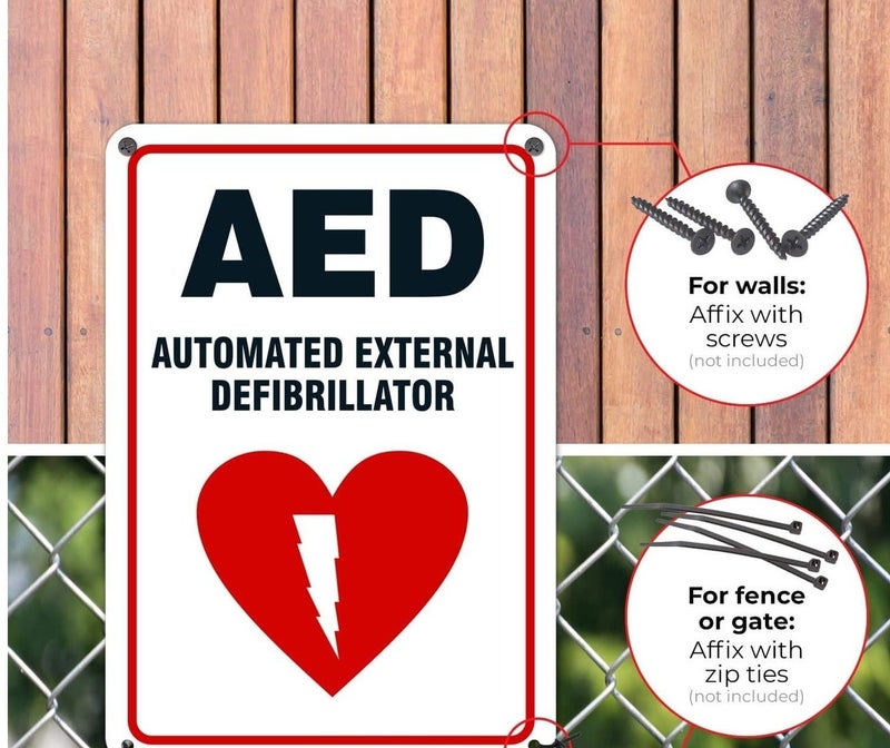 ARS ''AED Sign, Automated External Defibrillator Sign'', 10x7 Rust Free Aluminum, Weather/Fade Resistant, Easy Mounting, Indoor/Outdoor Use, by ARS - Image 3