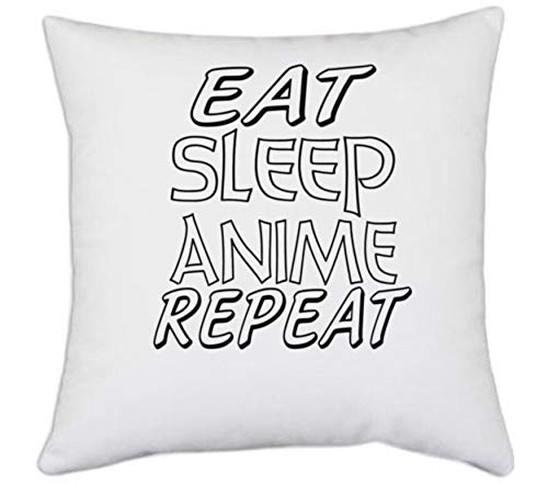 UDNAG White Polyester 'Anime | eat Sleep Anime Repeat 2' Pillow Cover [16 Inch X 16 Inch] - Image 4
