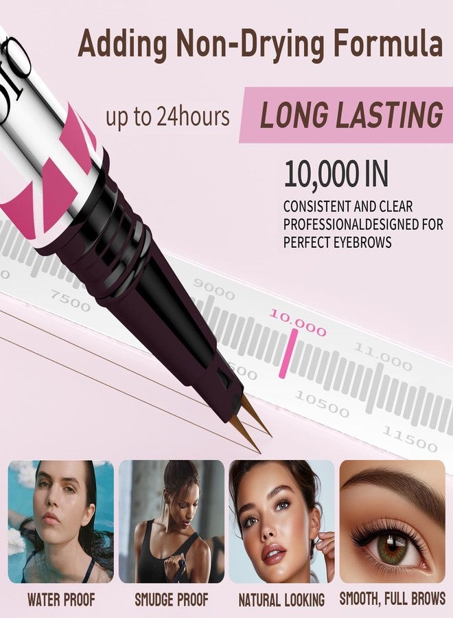 W3W Eyebrow Pencils for Women, 2-in-1 Dual-Ended Microblading Eyebrow Pencil Waterproof with 2 Fork Tip and Spoolie Brush for Hair-Like Natural Brows Eyebrow pen, Non-Dry, Last All-Day (Dark Brown) - Image 3