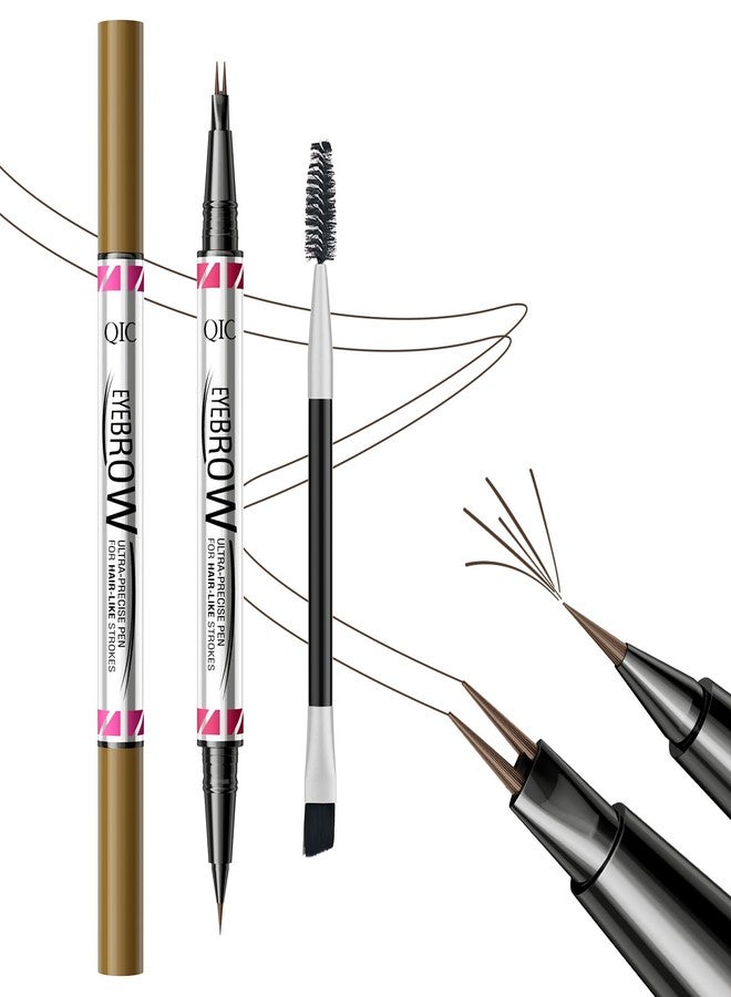 W3W Eyebrow Pencils for Women, 2-in-1 Dual-Ended Microblading Eyebrow Pencil Waterproof with 2 Fork Tip and Spoolie Brush for Hair-Like Natural Brows Eyebrow pen, Non-Dry, Last All-Day (Dark Brown) - Image 1