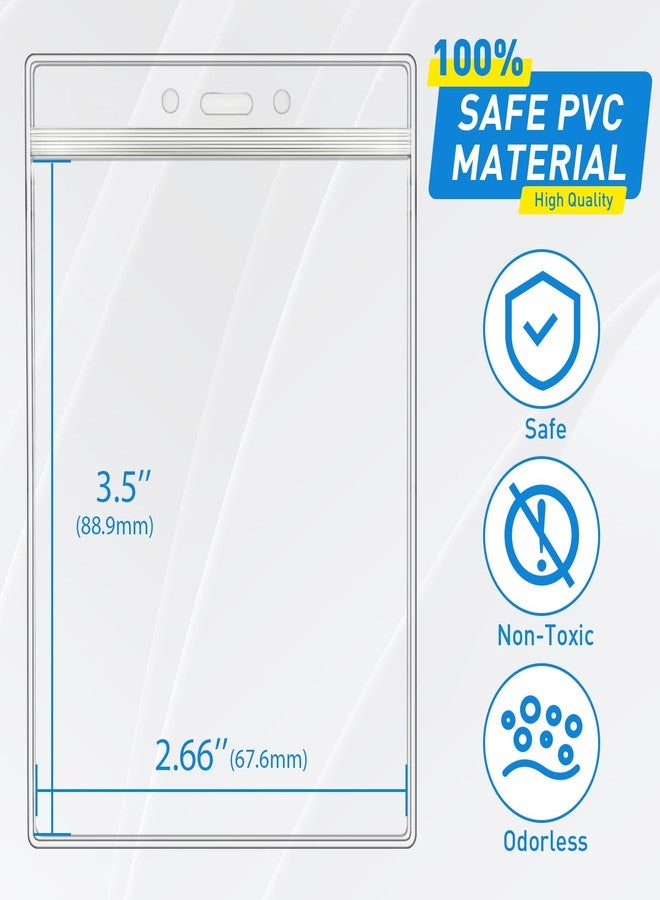 Mositear Vertical ID Badge Holders with Soft Edge (Sealable Fits 2.25x3.5 Inch Insert) (100 Pack), Waterproof ID Card Holder, Name Tag Holder, Name Badge Holders, Zipper Plastic Badge Holder - Image 3