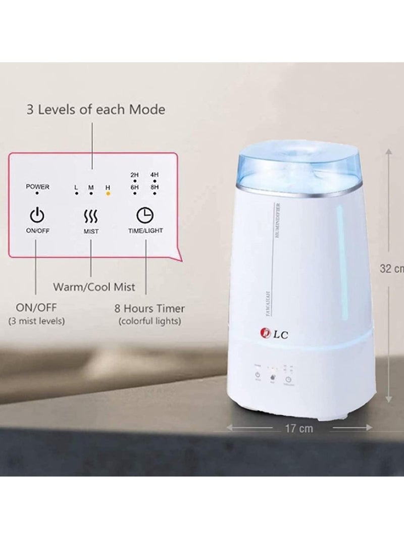 DLC 25 Watt 3-in-1 Electric Steam Diffuser with 3 Liters Capacity DLC-2952 - White - Image 3