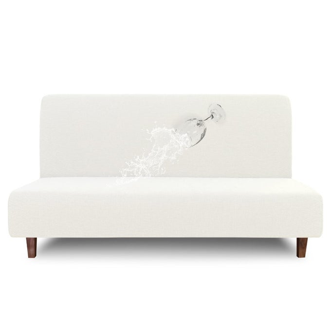 EasyGoing 100 Waterproof Futon Cover Dual Waterproof Couch Cover Stretch Jacquard Sofa Cover Leakproof Furniture Protector for Kids Pets Dog and Cat Cream
