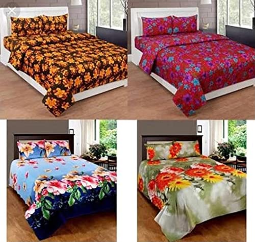 OMAJA HOME OMAJA HOME New Luxuries Designed Ahmadabad Polycotton Single Printed Bedsheets Combo Pack Set of 4 Single Bedsheet with 4 Pillow Covers Color Multi Color  - Image 2