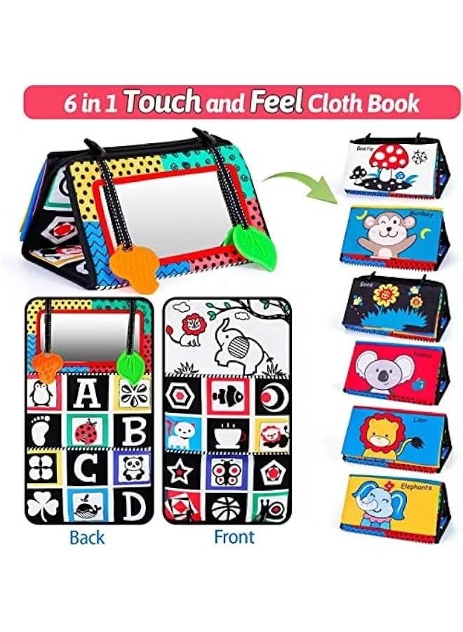 Gonice Baby Toys 0-6 Months Boys,Infant Mirror Toys with Cloth Books &Teethers High Contrast Newborn Sensory Montessori Toys for Newborn Girls Development Mat - Image 2