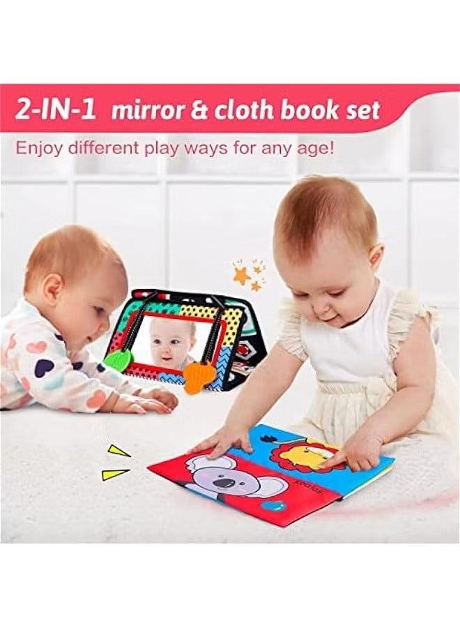 Gonice Baby Toys 0-6 Months Boys,Infant Mirror Toys with Cloth Books &Teethers High Contrast Newborn Sensory Montessori Toys for Newborn Girls Development Mat - Image 3