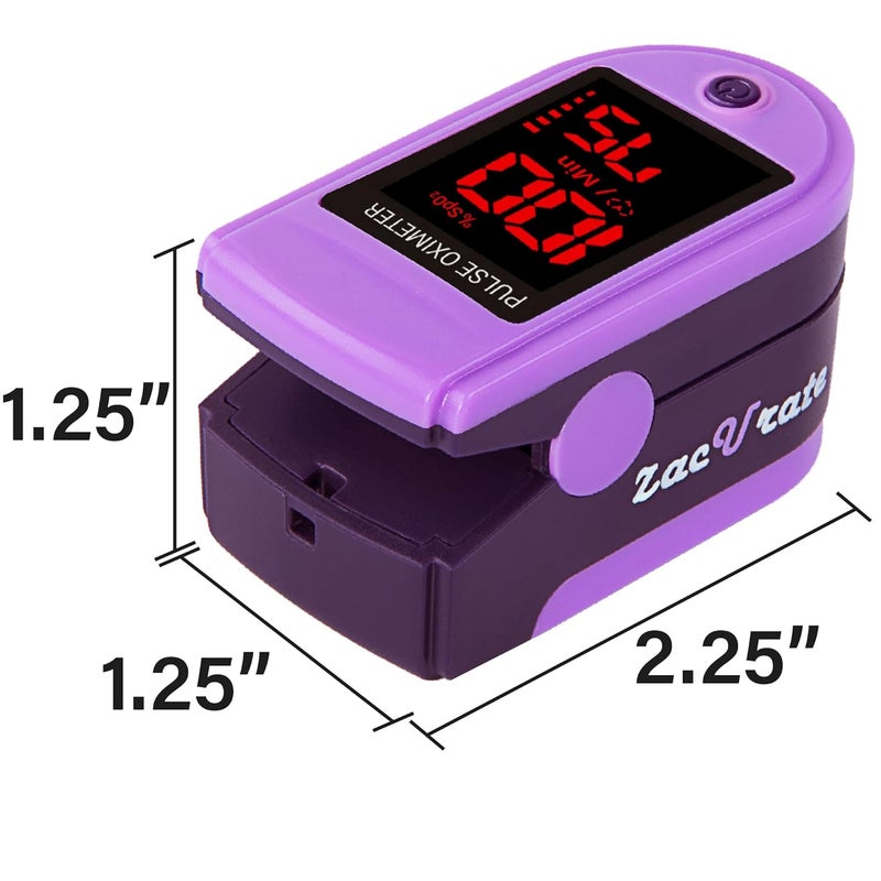 Zacurate Pro Series 500DL Fingertip Pulse Oximeter Blood Oxygen Saturation Monitor with Silicone Cover Batteries and Lanyard - Image 4