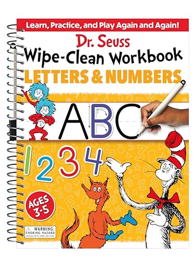 كتاب الأنشطة للأحرف والأرقام من دكتور سوس القابل للتنظيف للأعمار 35