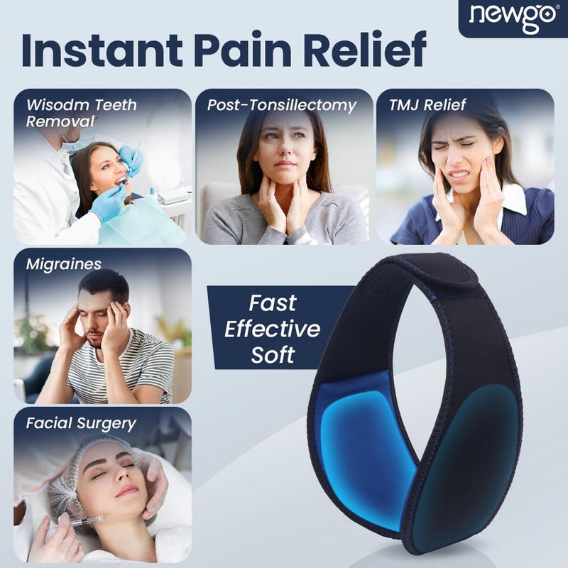 NEWGO Wisdom Teeth Ice Pack Head Wrap for Face Oral Surgery, FSA Eligible, Jaw Ice Pack for Face with 4 Hot Cold Gel Pack for TMJ, Tooth Extraction, Tonsillectomy Recovery - Image 2