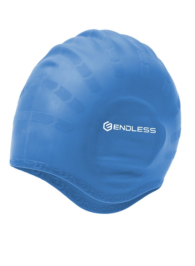 ENDLESS  قبعة سباحة مريحة من السيليكون مع جيوب أذن مريحة | قبعة مرنة بالكامل مقاومة للماء للشعر الطويل والقصير مع حافة أكثر سمكًا | للنساء والرجال - Image 1