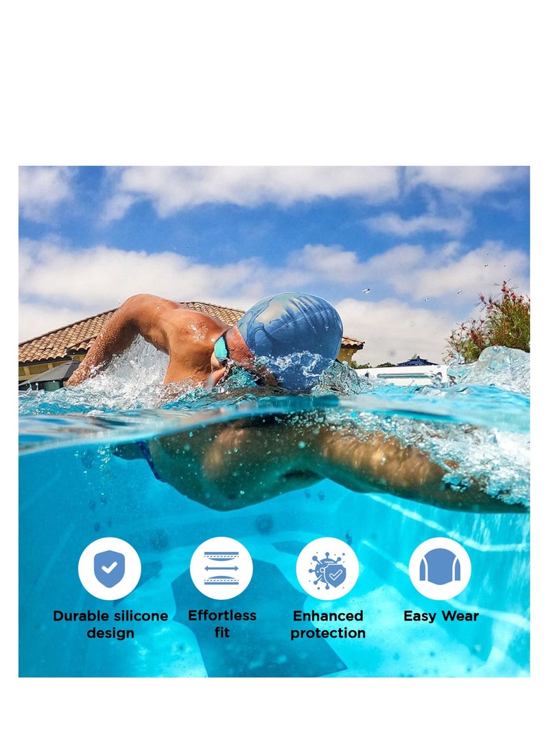 ENDLESS  قبعة سباحة مريحة من السيليكون مع جيوب أذن مريحة | قبعة مرنة بالكامل مقاومة للماء للشعر الطويل والقصير مع حافة أكثر سمكًا | للنساء والرجال - Image 2