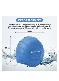 ENDLESS  Comfortable Silicon Swimming Cap with Ergonomic Ear Pockets | Fully Elastic Waterproof Cap for Long and Short Hair with Thicker Edge | For Women and Men  - Image 3