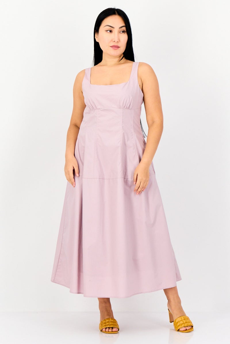 Kathy Ireland Women Solid Midi Dress, Purple  - Image 1