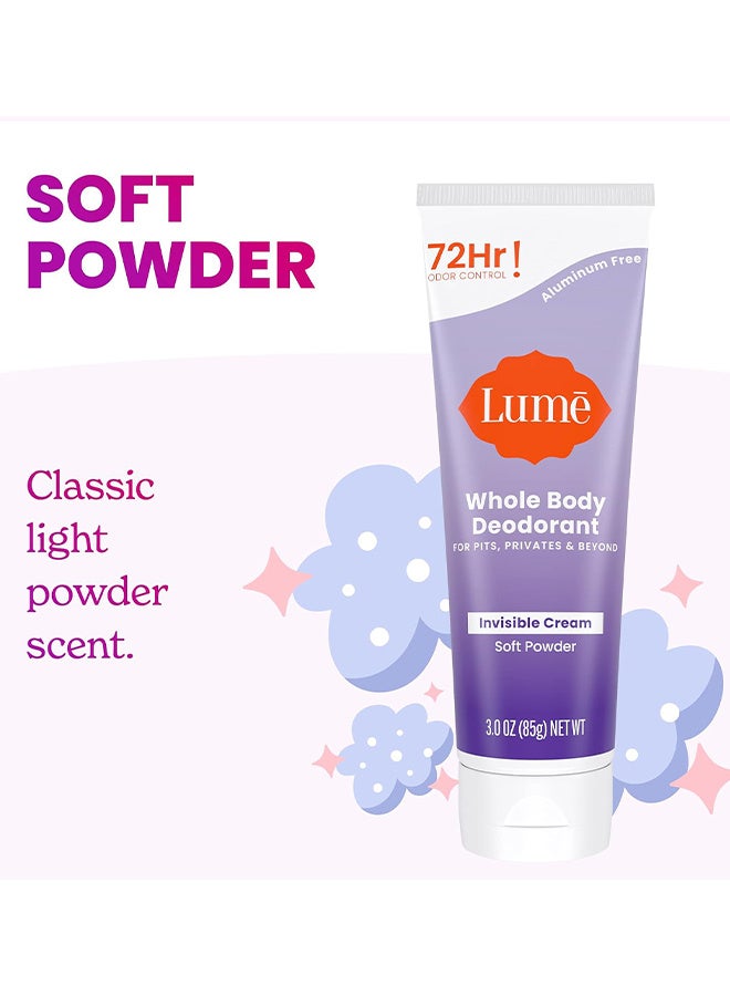 Lume Whole Body Deodorant, Safely And Effectively Fights Odor 72 Hour Odor Control Aluminum Free Baking Soda Free, Skin Safe - 3.0 Ounce  (Soft Powder) - Image 2