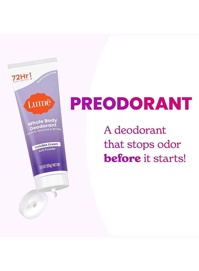 Lume Whole Body Deodorant, Safely And Effectively Fights Odor 72 Hour Odor Control Aluminum Free Baking Soda Free, Skin Safe - 3.0 Ounce  (Soft Powder) - Image 4