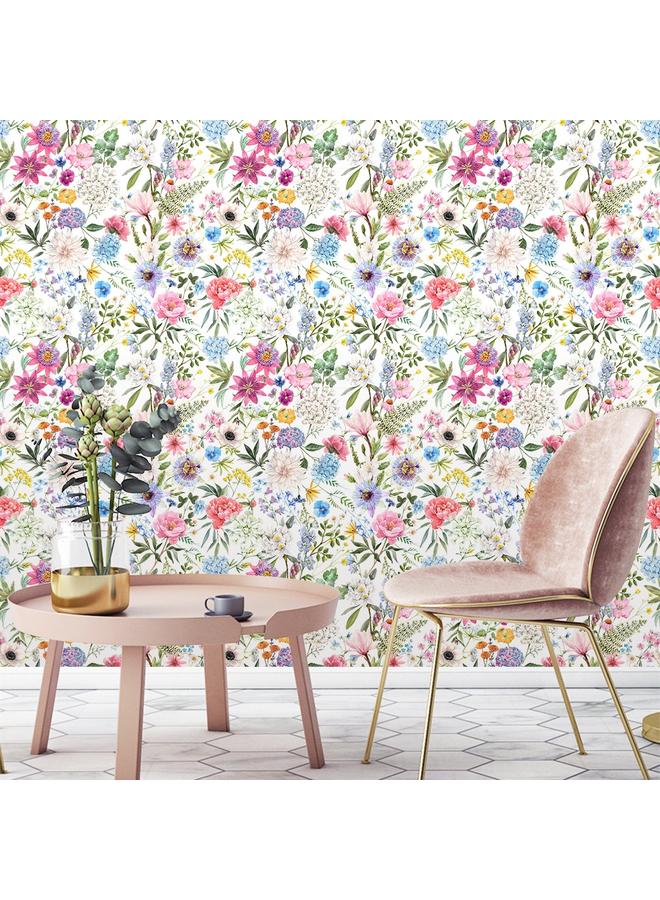 Bluejw Hot Sale Bedroom Renovation Beautify Wallpaper Watercolor Floral Self Adhesive Wallpaper Removable Wall Decoration Living Room Mural - Image 3