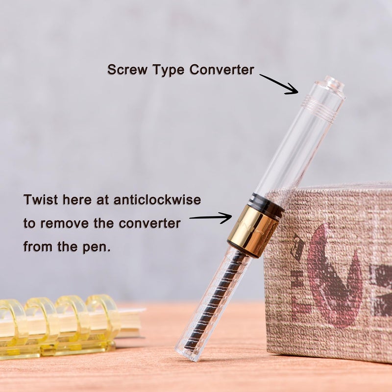Lanxivi Jinhao 9019 Fountain Pen Dadao Series Black Acrylic Gold Trim #8 Extra Fine Nib with Large Converter for Writing, Signature and Calligraphy - Image 5