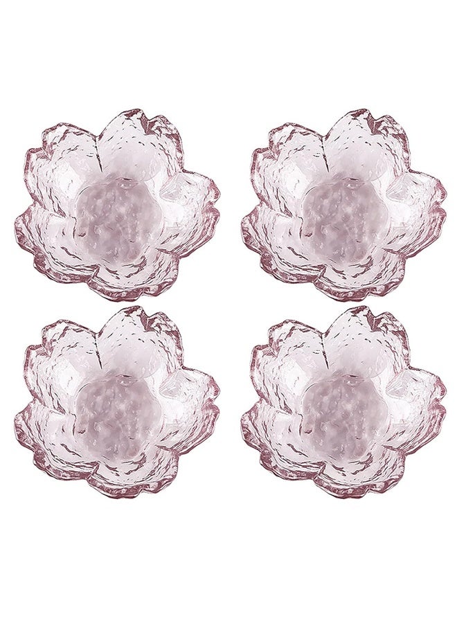 هومستر 4 حزمة صغيرة الوردي الأوعية لمجلس Charcuterie ، 3 "عرض صغير صلصة الصويا القابلة للتراكم طبق ، واضح الزجاج على شكل زهرة وجبة خفيفة غوص وعاء مع حافة موجة للحلوى ، التحضير ، التوابل - Image 1