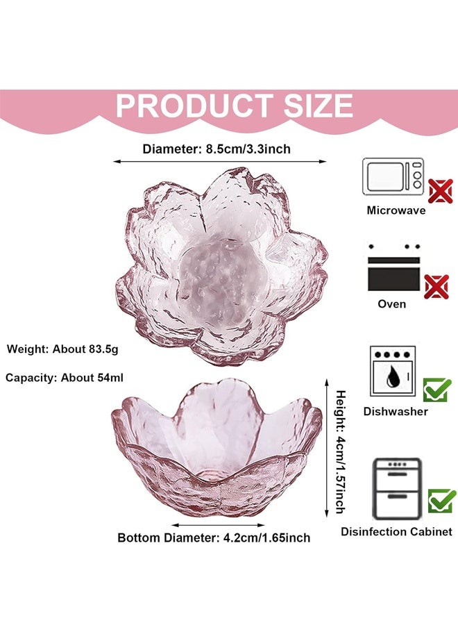 هومستر 4 حزمة صغيرة الوردي الأوعية لمجلس Charcuterie ، 3 "عرض صغير صلصة الصويا القابلة للتراكم طبق ، واضح الزجاج على شكل زهرة وجبة خفيفة غوص وعاء مع حافة موجة للحلوى ، التحضير ، التوابل - Image 2