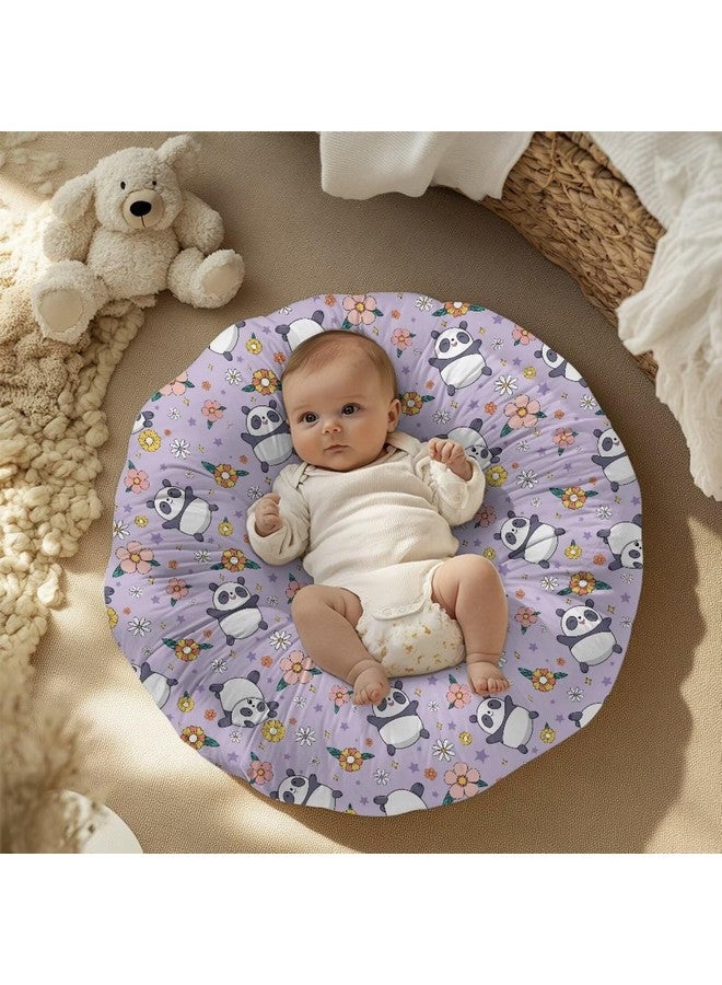 Babrukda Funny Panda Newborn Lounger Cover Daisy Floral Purple Pattern Baby Lounger Cover with Portable Handle Removable Slipcover for Infant Lounger Pillow Holiday Gifts (Lounger Not Included) -1 - Image 4
