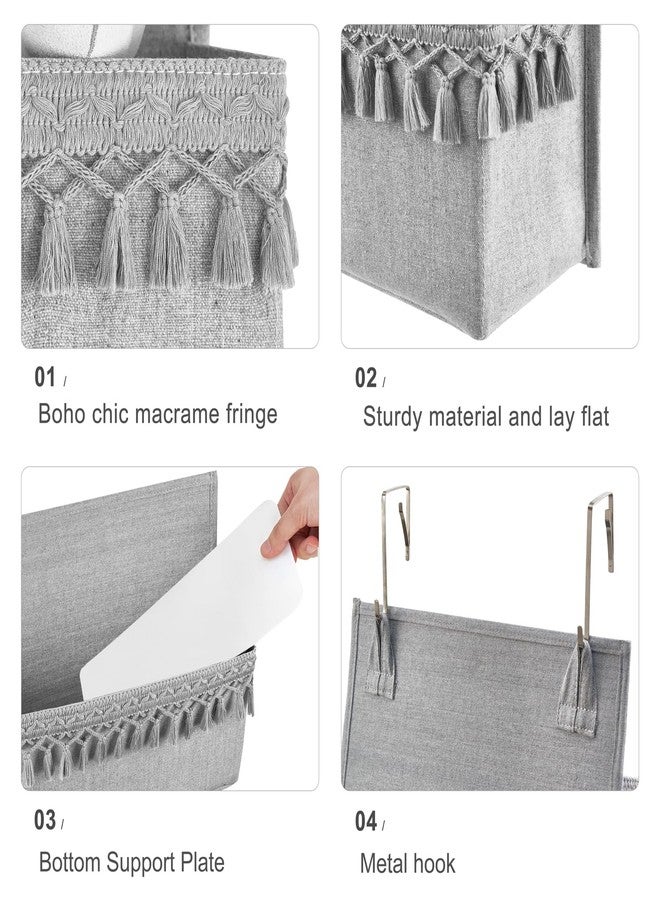 داهي منظم داهي المعلق على الباب، ديكور تخزين بوهيمي لغرفة الأطفال، منظم خزانة معلق مزين بشرابات، مناسب لغرفة النوم، غرفة الأطفال، الحمام، الشقق، غرف النوم الجامعية، المخزن، 5 جيوب، رمادي - Image 5